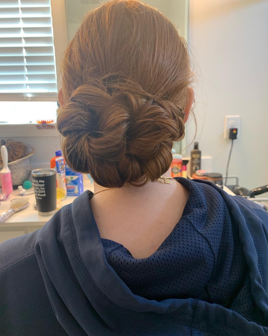 Braided low bun updo